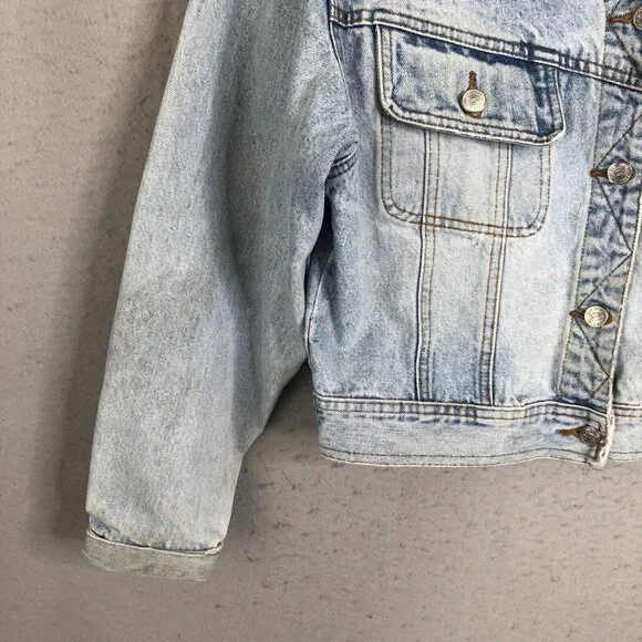 Vintage Old Navy Jean Jacket Womens Large Sunwashed Distressed Y2K 90s Western - Picture 10 of 16